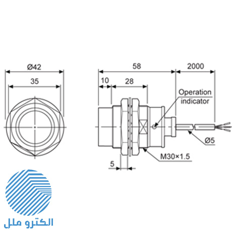 سنسور القایی آتونیکس (Autonics) استوانه ای دو سیمه PR30-15AC