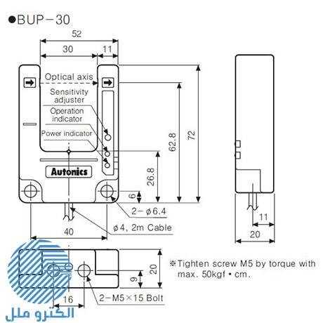 سنسور نوری یک طرفه با فاصله دید 30 میلیمتر آتونیکس BUP-30S