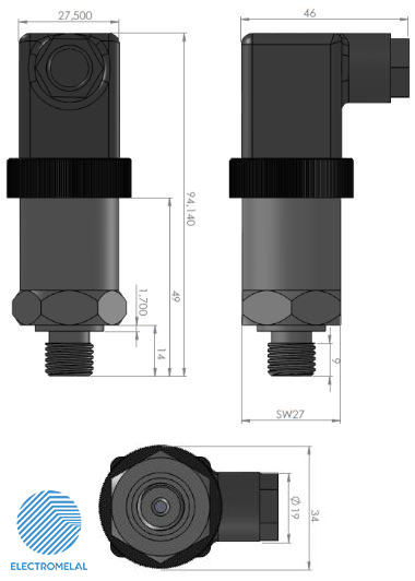 Atek pressure sensor BCT-110-400mB-A-G1/4-S-S30