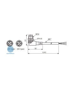 کابل سنسور L شکل Autonics CLDH4-7