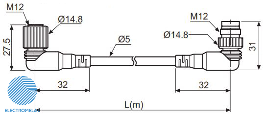 کابل سنسور چپقی Autonics C2D4-5