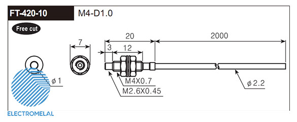 شماتیک ابعاد و اتصالات کابل فیبر نوری FT-420-10 آتونیکس (Autonics)